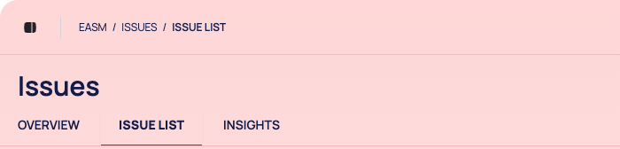 The Issues page header with the breadcrumb and the OVERVIEW, ISSUE LIST and INSIGHTS tabs.